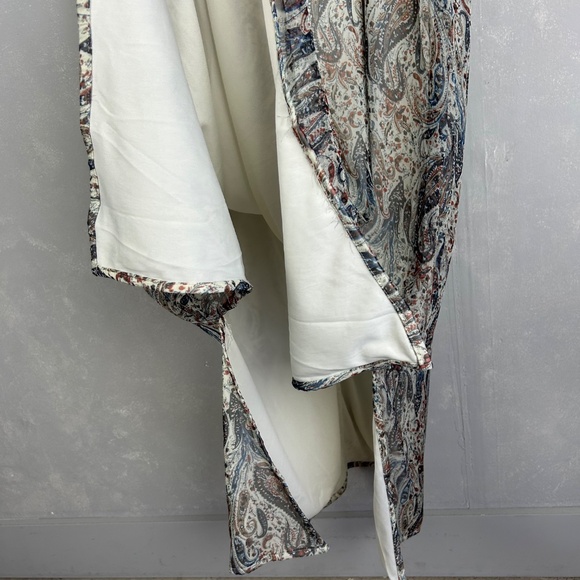 Mikarose The London maxi dress size XXL white paisley chiffon side slits modest - Picture 6 of 14